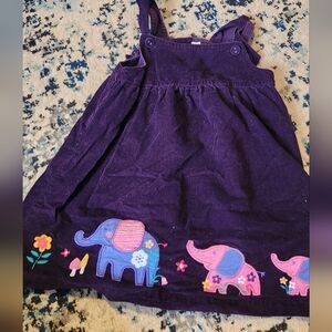 Purple Elephant Embroidered Kids Dress
